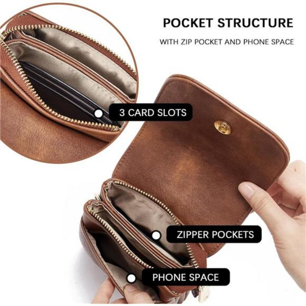 Vegan Leather Small Crossbody Bags for Women Designer Cell Phone Bag - Picture 3 of 7